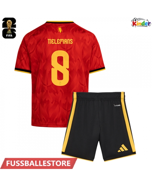Günstige Belgien Youri Tielemans #8 Heimtrikotsatz Kinder WM 2026 Kurzarm (+ Kurze Hosen)